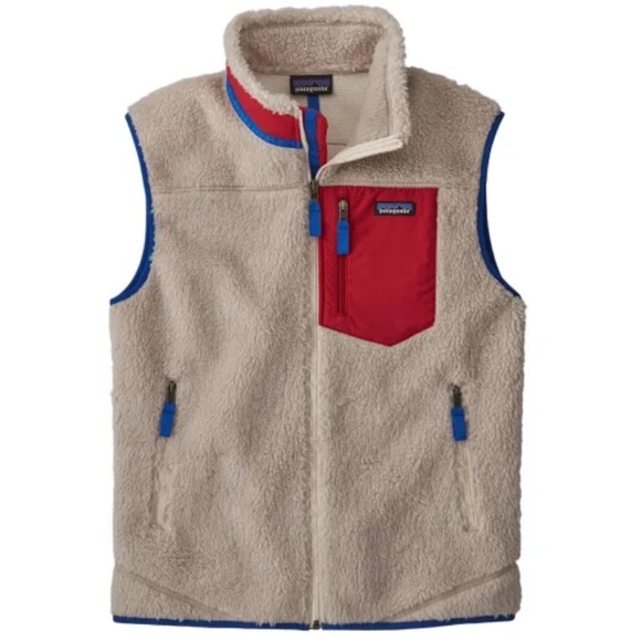 NWT Patagonia Men’s Retro X Fleece Vest Natural & Touring Red Size XL Jacket NEW - Picture 1 of 7